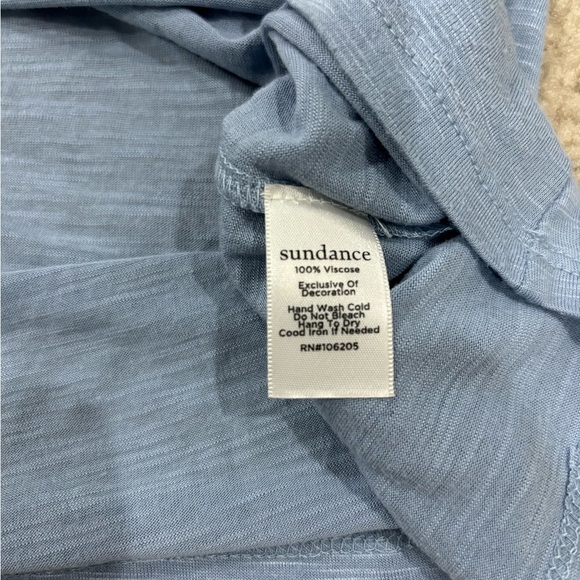 SUNDANCE • Women’s Light Blue Ruffle Bell Sleeve Viscose Top Long Sleeve Sz M - Picture 6 of 7